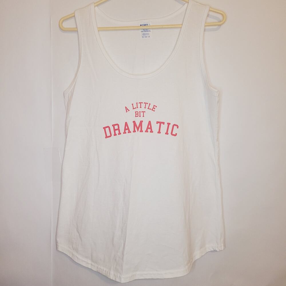 "A little bit dramatic" graphic white tank top